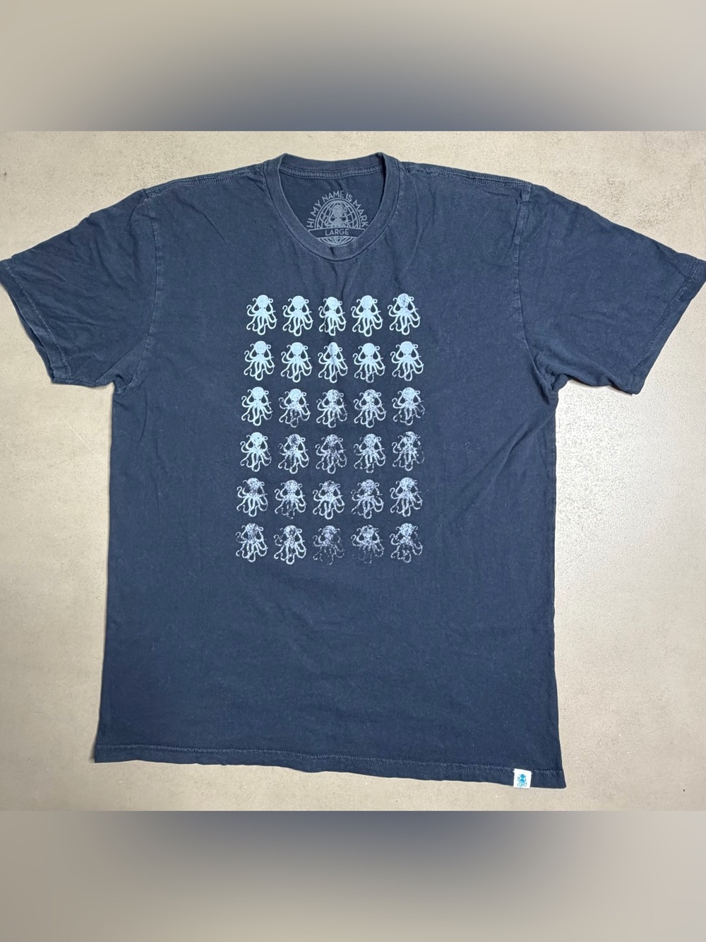 HI MY NAME IS MARK 30 Octopus Navy Blue Graphic T-Shirt - L